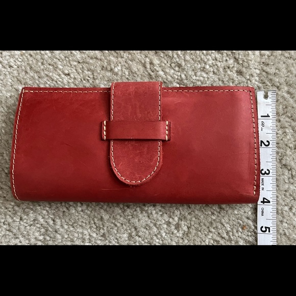 UnoEth Red Leather Clutch Wallet or Travelers insert - Picture 3 of 8